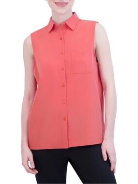 Gaiam Sleeveless Button Down Shirt Pink / Coral XS